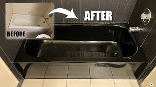 AMAZING TRANSFORMATION | How to Reglaze a Bathtub To Black from White! Bathtub Reglazing Process