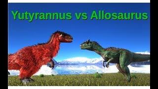 Yutyrannus vs Allosaurus (and Rex?) || ARK: Survival Evolved