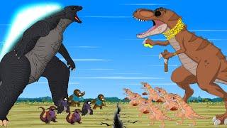 WHAT IF POOR GODZILLA, SHIN, KONG vs RICH DINOSAUR 2: Rich / Poor Conflicts - FUNNY CARTOON