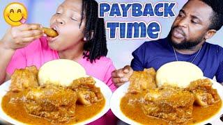 PAYBACK GIVE MY HUSBAND HIS FAVOURITE SOUP WITH ONE PIECE OF MEAT | FUFU AND OGBONO SOUP MUKBANG