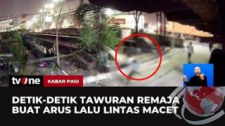 Video Amatir Tawuran Remaja di Jalan, Pengendara Ketakutan Tidak Berani Melintas | Kabar Pagi tvOne