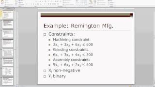 Linear Programming with Binary Variables and Fixed Costs