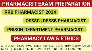 Pharmacist exam preparation | Pharmacy Law & Ethics MCQS | RRB | DSSSB | OSSSC | PRISON DEPARTMENT
