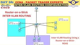 CCNA DAY 24: Configure Router-on-a-Stick Inter-VLAN Routing | Inter-VLAN Routing Router on a Stick