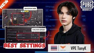 UPDATE 3.5 VPE TONYK SENSITIVITY 2024 (No Recoil) | PUBG MOBILE BEST SENSITIVITY 2024