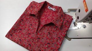 Shirt collar kurti cutting N stitching