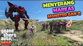 ULTRAMAN TIGA TRANSFORMER DINO  SAITAMA UPIN MENYERANG MARKAS MONSTER GAN Q - GTA 5 MOD TRANSFORMER