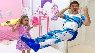Nastya and her new room with a unicorn