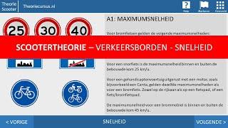 Scootertheorie - Verkeersborden - Snelheid - Bromfiets theorie examen