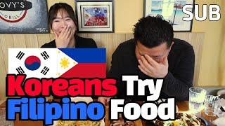 Koreans Try Filipino Food For The First Time - Pancit Canton, Sizzling Sisig, Liempo / Hoontamin