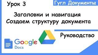 Гугл документы для начинающих. Как создать структуру для навигации по странице.Google docs.Урок 3.