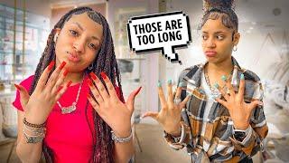 BIG SISTER GETS MAD BC LIL SISTER HAS LONGER NAILS!+ Lit Sisters Get Brows Waxed For The 1st Time!