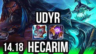 UDYR vs HECARIM (JGL) | 6/0/5, 1500+ games, Dominating | NA Challenger | 14.18