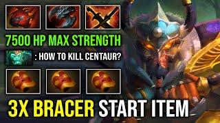 WTF 3x Triple Bracer Start Item 7500 HP Unkillable Solo Mid Centaur Warrunner Carry Dota 2