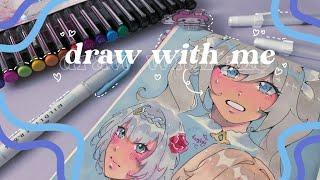 chill & chatty draw with me // genshin characters ft. ohuhu