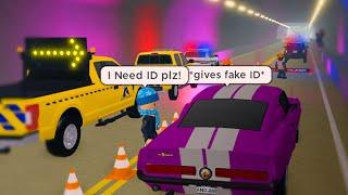 Crossing The Border With A Fake ID And Stolen Car.. Cops Got Mad! (Roblox)