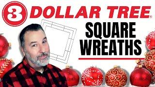 Dollar Tree Square Wreath Frames for Christmas - Easy Wreath DIY - #christmaswreath