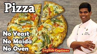 INSTANT VEG PIZZA | NO OVEN | NO YEAST | NO MAIDA, 100% WHEAT PIZZA |CDK #244 | Chef Deena's Kitchen