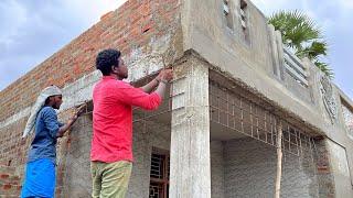 Construction Techniques of ChickenMesh_2BHK Front Drop Wall Making Accurately with Iron Rod Using