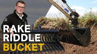 2 ATTACHMENTS IN 1 - Rake Riddle Bucket