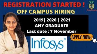 Infosys OFF Campus Hiring 2021| Batch 2019-2020-2021| Any Graduate | Last Date? | Apply Now