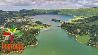 Lagoa das Sete Cidades Lagoon aerial - São Miguel - Azores - 4K Ultra HD