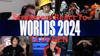 Streamers React to the GREATEST Series Ending Team Fight at Worlds 2024 Day 20!