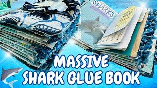 Shark Week Glue Book/Junk Journal! I named her Meg because she’s HUGE!🩷 #gluebook #collage