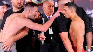 JOSH TAYLOR & TEOFIMO LOPEZ FORCED APART BY SECURITY DURING HEATED TAYLOR VS LOPEZ WEIGH IN!