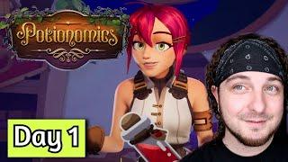 Deckbuilding RETAIL POTION SHOP Simulator!? - Day 1 - Potionomics