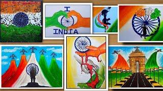 7 Best and easy drawings on republic day/Independence day with oil pastel for beginners.