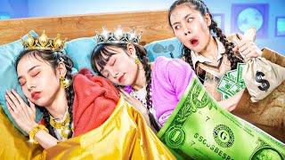 Poor Girl Pretends To Be Rich To Join Sleepover Party! Poor Baby Doll Snuck Into A Sleepover Party