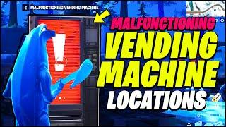 Malfunctioning Vending Machine BEST LOCATIONS & Purchase a Random Item from one (Fortnite Chapter 3)