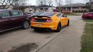 My 2018 mustang gt gets texas speed headers. (Insanely Loud) Cold Start