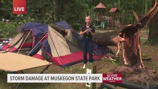 Tent camper at Muskegon County Pioneer Park evacuates moments before severe storms slam campground