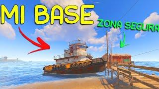 Viviendo en mi BASE BARCO en la Zona Segura en SOLITARIO - RUST Español