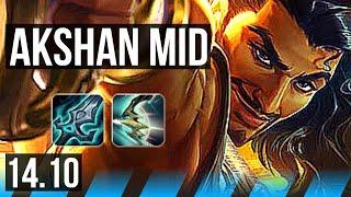 AKSHAN vs YASUO (MID) | 7 solo kills, 900+ games | KR Master | 14.10