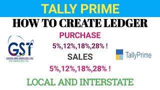 How To Ledger Create Sales & Purchase! Local & Interstate! TALLY PRIME!!