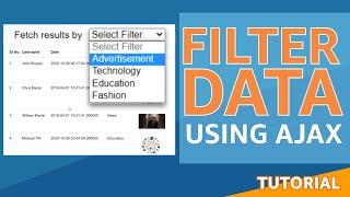 Filter data using jQuery Ajax | Filter drop down list | PHP Tutorial