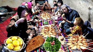 Chicken, Vegetables, and Potato Mix Recipe with Local Bread | Big Family |Village Life Afghanistan.