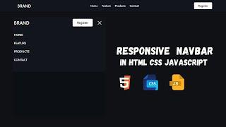 Responsive Navigation Bar with HTML CSS & JavaScript