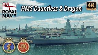 Royal Navy HMS Dauntless (D33) & HMS Dragon (D35) Type 45 Air Defence Destroyers in Portsmouth, UK