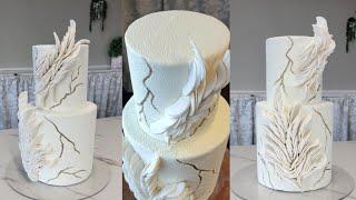 Using Edible Velvet Texture Spray on this Modern Fondant Detailed Buttercream Cake | Cake Decorating