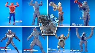 Godzilla Evolved Fortnite doing Glitched Built-In Emotes and Funny Dances シ