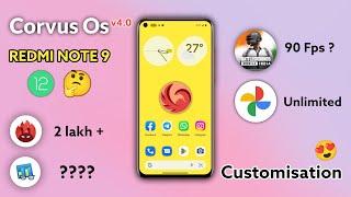 Corvus Os v4.0 custom rom for Redmi Note 9 | Corvus Os v4.0  Features : 90fps BGMI graphics