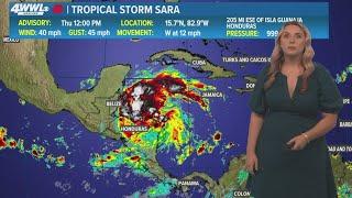 12 PM Tropical Update: Tropical Storm Sara will linger in western Caribbean this weekend