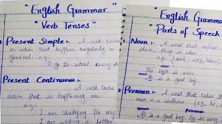 English Grammar Handwritten notes