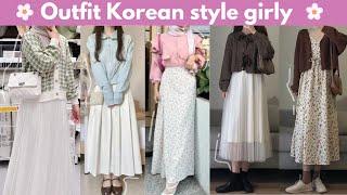 Inspirasi outfit Korean style girly | ootd feminine ala korean | style remaja hijab friendly