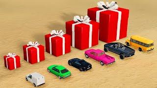 Cars Receiving Giant Dangerous Presents (DON'T OPEN) - BeamNG.drive