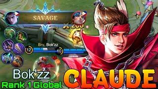 SAVAGE! Claude WipeOut The Enemies - Top 1 Global Claude by Bok'zz - Mobile Legends